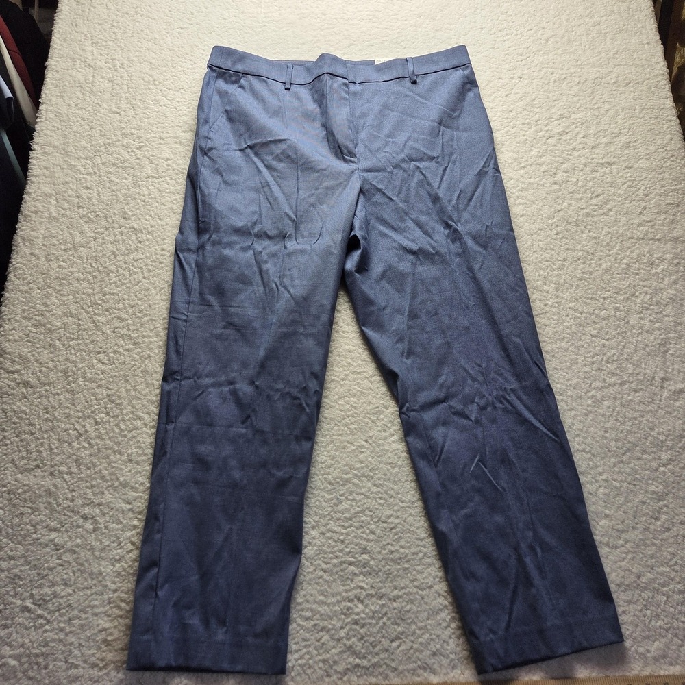 LOFT Dress Pants Womens 18T Blue Twill Perfect Straight Flat Front Pockets